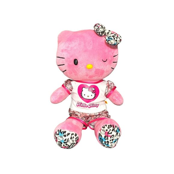 Vtg Build-A-Bear Hello Kitty Pink Plush Winking Eye Sanrio Leopard Bow Outfit - Picture 3 of 12
